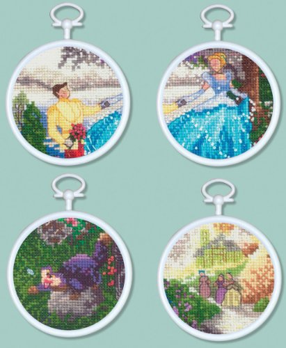 MCG Textiles Cinderella Mini Vignette Counted Cross Stitch Kit, Set of 4