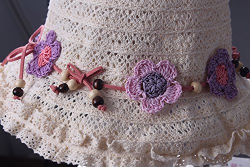 Children Kids Girl Floppy Sun Hat Wide Brim Baby Breathable Lace Cap Foldable Sunhat with Flower