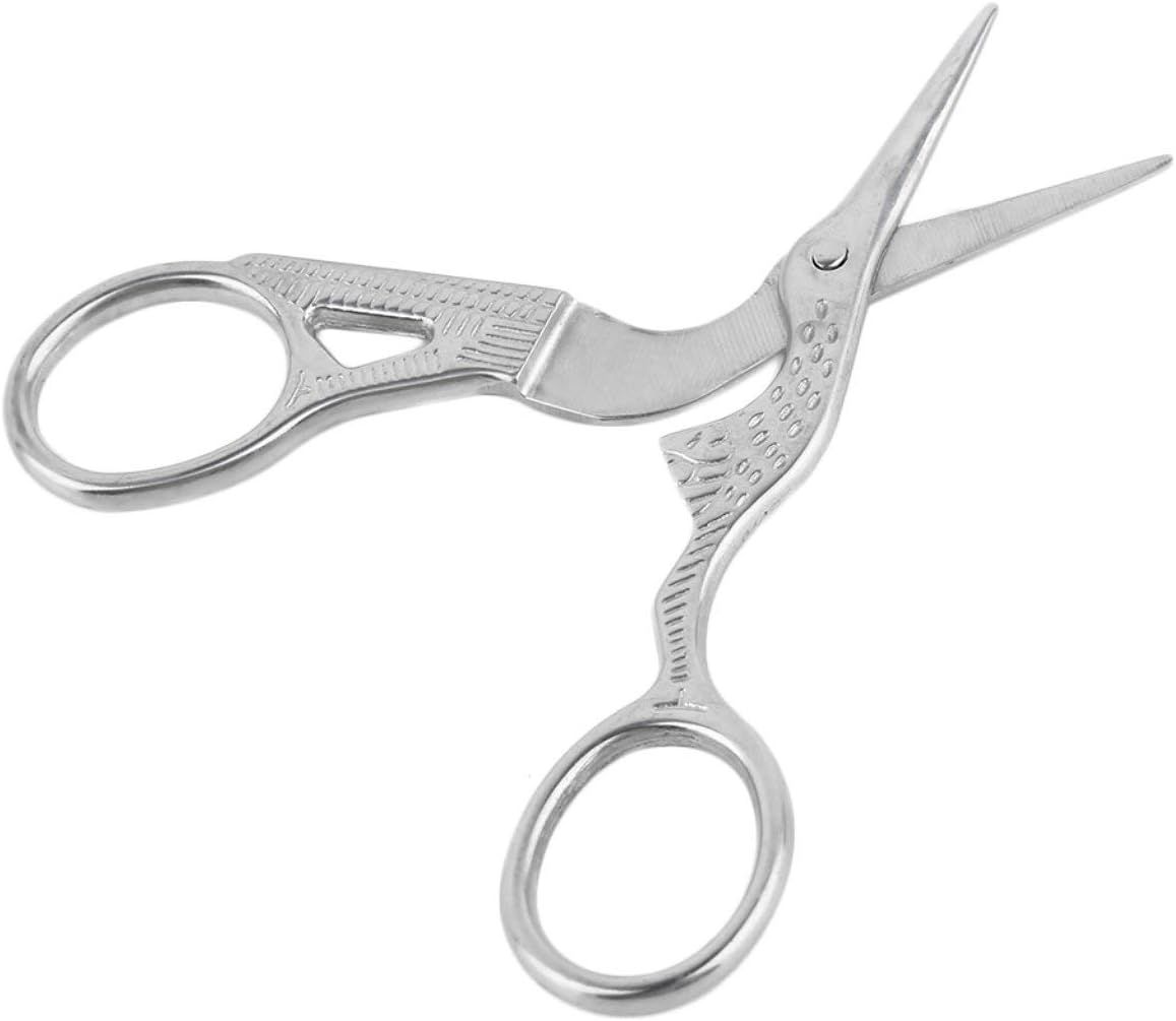 Professional Stainless Steel Vintage Classic Embroidery Scissors Nail Art Stork Crane Bird Scissors Cutters Styling Tools silver