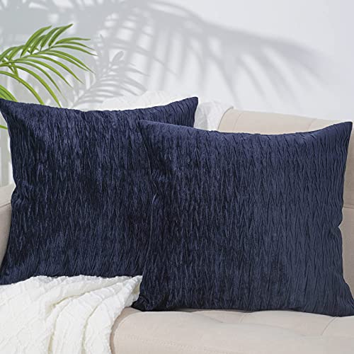 PHF Wrinkled Velvet Euro Sham, 26"x 26", No Insert, 2 Pack Texture Euro