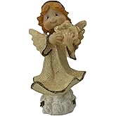 Mystic Romance Angel Statue Figurine, Polyresin Cherub Statue Angel Sculpture, Remembrance Healing Sympathy Gift for Memorial, Shelf Home Living Room Desktop Office Decoration (Tambourine)