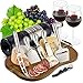 Cheese Board Serving Set, Wooden Charcuterie Platter and Serving Meat Board - 100% Acacia Hardwood Platter with Stainless Steel Cutlery - 3 Cheese Knives, Cheese Fork, Cheese Slicer. Bonus Corkscrew.