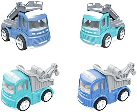 CARLORBO Play Vehicles Set, 4 Die-cast Metal Pull Back Car Toys Friction Powered Construction Cars,Baby Toddlers Toys for Boy Girls Age 2 Early learning