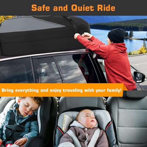 Sailnovo 425L Waterproof Car Roof Box, 1000D Folding Car Roof Box with 6 Reinforced Straps, 4 Hooks for Doors, Travel and Luggage, for Vehicles With/Without Luggage Rack