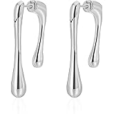 Seakuur Minimalist Teardrop Front Back Dangle Drop Earrings for Women Unique Design Thick Line Gold Plated Dangling Hypoallergenic Fashion Jewelry Gifts