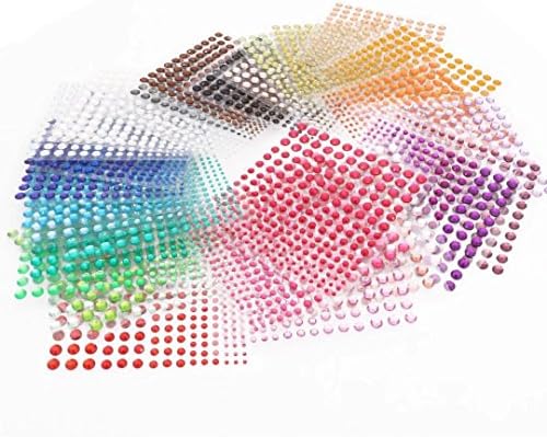Kombrex 30 Colors Rhinestone Self Adhesive Stickers 6750pcs, 5 SIZES,DIY Gem Stickers Ideal for Face, Body,Nails,Makeup,Festival,Carnival,Crafts & Embellishments,Jewel Gems Sticker