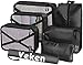 Veken 7 Set Packing Cubes, Travel Organizers Accessories with Laundry Bag & Shoe Bag, Black, XL-Large, Large, Medium, Small