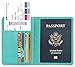Passport Holder, JUSUN Protective Leather Travel RFID Blocking Wallet Cover Case for Passport, Sky Blue