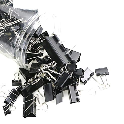 Neworkg 130 Pcs Binder Clips + 50 Pcs Bonus Paper Clips, Assorted 6 Sizes Paper Clamps, Black Metal Fold Back Clips with Box for Office, School and Home Supplies - Thumbnail 6