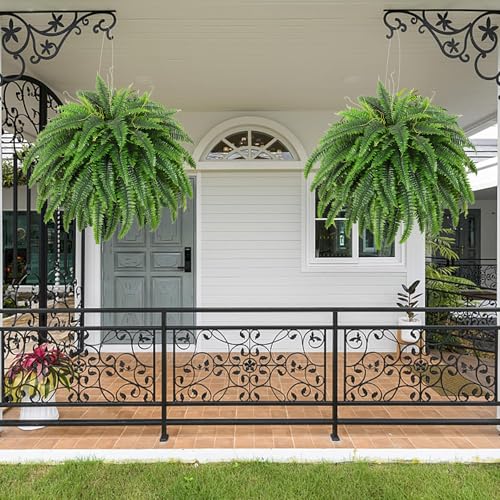 Dkaltm Single Silky Artificial Boston Fern Bush, 49Inch Large Artificial Ferns for Outdoors, Large Faux Ferns Artificial Plants,Suitable for Decorating Office, Living Room Faux Greenery,95Branches