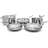 Heritage Steel 8 Piece Core Cookware Set | Made in USA | Titanium Series 316Ti Stainless Steel with 5-Ply Construction | Induction-Ready and Fully Clad