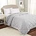 Lightweight Queen Goose Down Alternative Quilted Blanket with Satin Trim. Romana Collection by Home Fashion Designs High Rise Grey