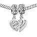LuckyJewelry Wife Husband Heart Charms Dangle Bead Set for/Troll/Chamilia Charm Bracelet