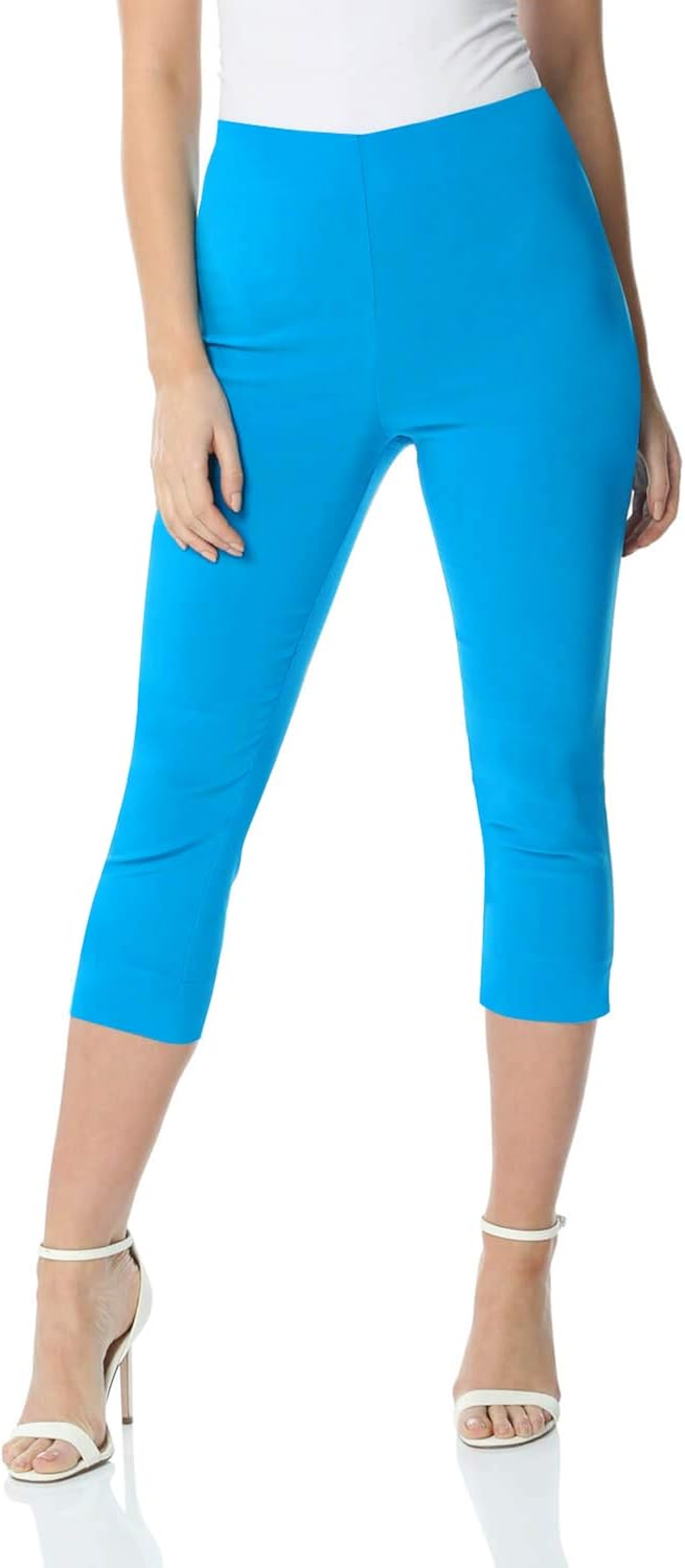 Womens Plus Size Elasticated Capri Trousers - 3/4 Cropped Pants With Pockets - Multiple Colors