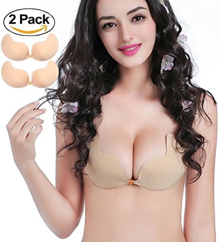 Hansme Womens Reusable Adhesive Push-up Bra Strapless Silicone Bras Invisible Pad