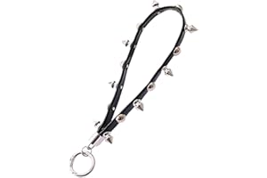 Stylish Studded Leather Strap Keychain Charm for Phone Keys and Bags Trendy Punk Accessory 17cm / 18cm Length Trendy Wristlet