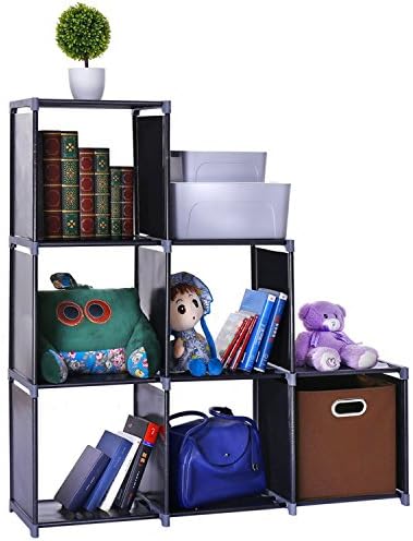 Waterproof 6-Cube Closet Organizer Shelves Storage Cubes Organizer Cabinet Bookcase - For Living Room Bedroom Office - Black