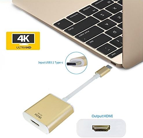 USB Type C to HDMI Adapter, LC-dolida USB 3.1 Type C (USB-C) to HDMI 4K SuperSpeed High Definition Audio Video Adaptor Converter Cable for New MacBook 12 inch, ChromeBook Pixel, Asus Zen AiO &amp; PCs