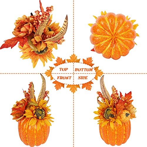 HAKACC Artificial Pumpkin, 13.5 Inches Fake Pumpkin Artificial Vegetable Faux Pumpkin Large Outdoor Pumpkin for Halloween Thanksgiving Day Decorations