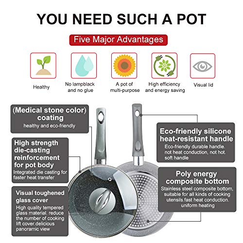 Re.cook 2.5 Quart Sauce Pan with Glass Lid, Small Soup Pot Nonstick