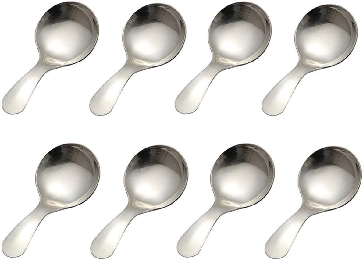 PHAETON 8PCS Silver Stainless Steel Short Handle Spoons Mini Salt Spoons Condiments Spoon Dessert Spoon Tea Coffee Spoons