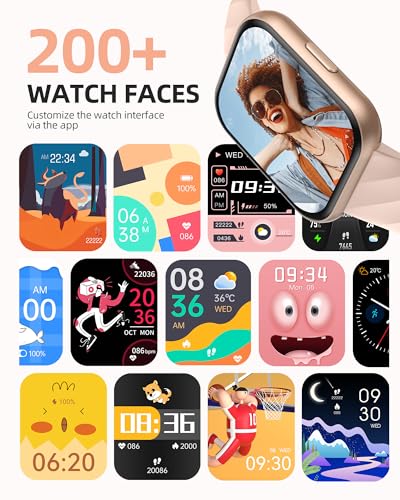 Parsonver Smart Watch for Women, 5ATM Waterproof for Swimming, Fitness Activity Tracker 100+ Sport Modes, Heart Rate/Sleep/SpO2/Steps Monitor, 1.8" HD Screen Smartwatch for Android & iOS, Rose Gold