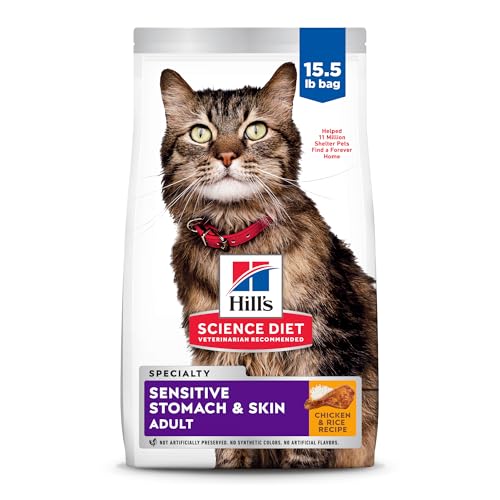 Hill's Science Diet Adult Sensitive Stomach & Skin Dry Cat Food, Chicken & Rice…
