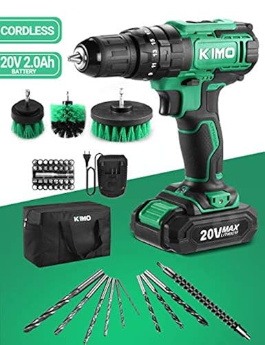 KIMO Cordless Drill Driver Kit, 20V Impact Drill Set w/Lithium-ion