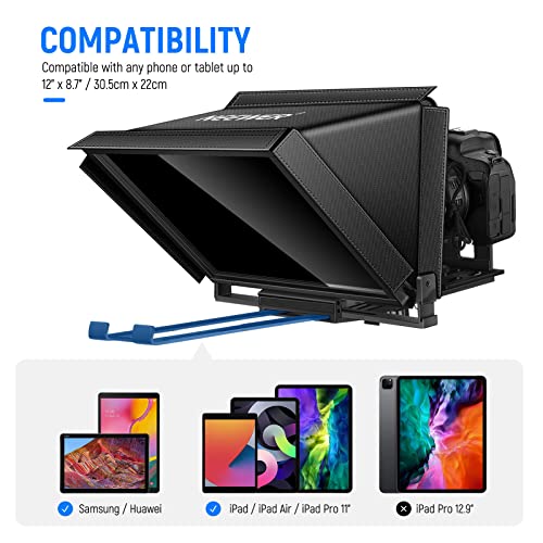 NEEWER X12 Aluminum Teleprompter with RT110 Remote Control (Connected