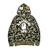 Unisex Shark Jaw Camo Full Zipper Hoodie Shark Jaw Hoodies Ape Green S