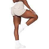 CHANGEZOE Women Scrunch Shorts with Pockets Crossover High Waist Sculpting Booty Lifting Workout Tight Athletic Gym Bottoms