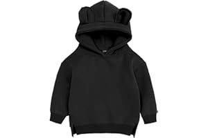 Baby Bear Ear Hoodie Unisex Toddler Fleece Hooded Sweatshirts Fall Winter Cute Plain Long Sleeve Pullover