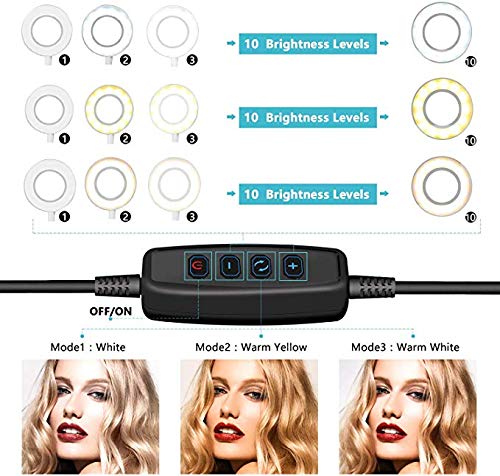 8" Selfie Ring Light with Tripod Stand & Cell Phone Holder for Live Stream/Makeup, Mini Led Camera Ringlight for YouTube Video/Photography Compatible with iPhone Android (Upgraded)