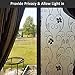 Decorative Window Film,Black Flower Static Cling Privacy Door Film, Non Adhesive Heat Control Anti UV Window Cling for Office and Home,17.5 inches by 78.7 inches