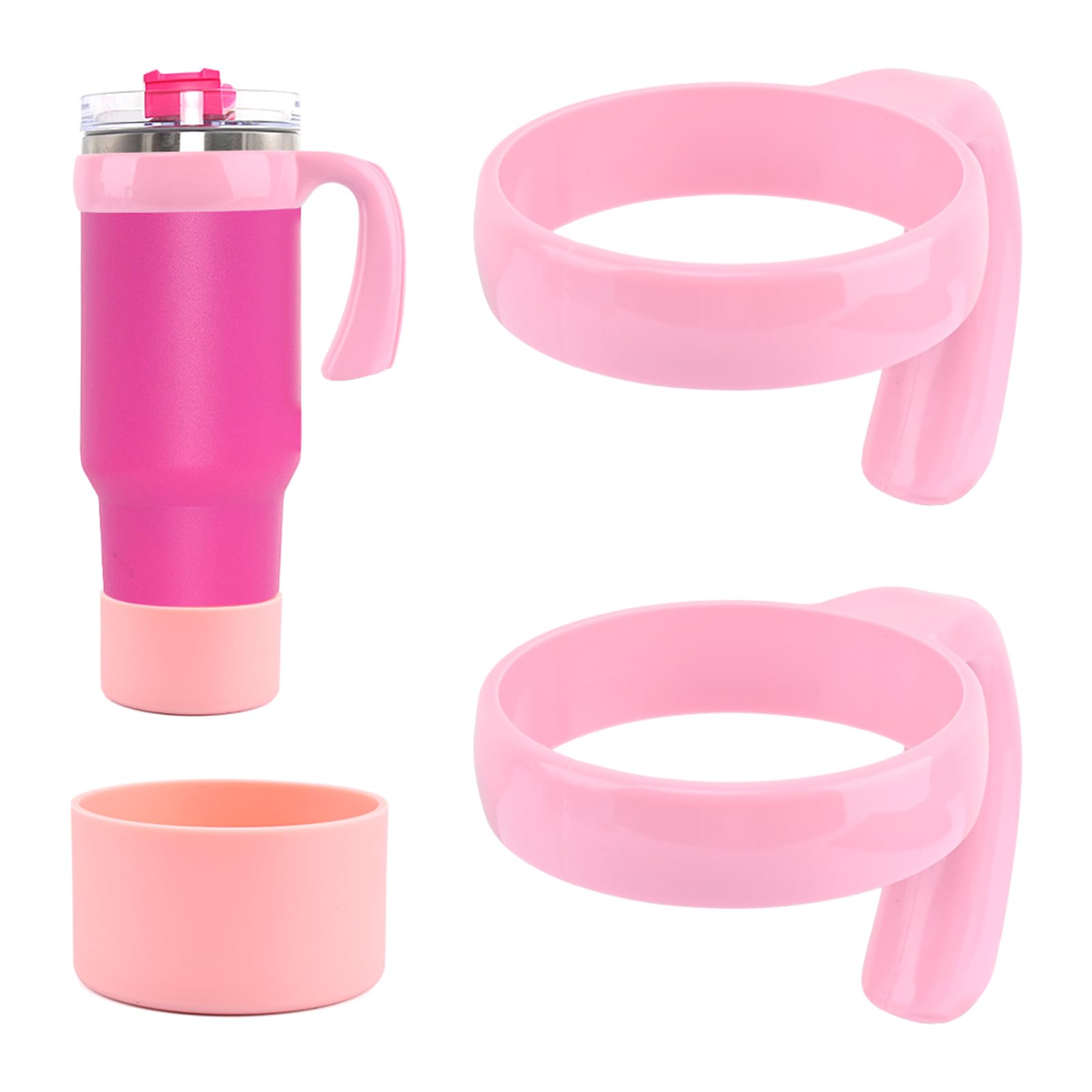 Photo 1 of 20oz Tumbler Handle, Anti Slip Travel Mug Grip Cup Holder, Cup Handles for Vacuum Insulated Tumblers, Car Cup Holder Friendly, Improved Grip, Tumbler Mugs Attachment(Pink)