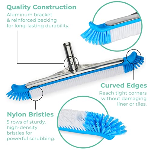 Greenco Round Pool Brush Head Heavy Duty Aluminum Back Extra Wide 20
