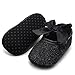 Ecosin Baby Girl Soft Sole Bowknot Bling Bling Shoes Prewalker Socks Sneakers (12/6-12months, Black)