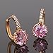GULICX Yellow Gold Tone Pink Girls' Earrings Hoops Huggies Round Cubic Zirconia