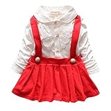 Weixinbuy Baby Girl's Cotton Lapel Pleated Long Sleeve Ruffle Dress