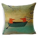 Lee's Int'l Red Fox Thick Cotton Linen Throw Pillow Cover