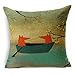 Lee's Int'l Red Fox Thick Cotton Linen Throw Pillow Cover