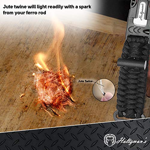 Fire Starter Paracord Keychain 9-in-1 Key Chain Lanyard with Carabiner for Camping, Fishing, Hunting & Outdoor Emergencies | Multipurpose Survival Tool W/Emergency Whistle, Flint Rod, Cutting Tool