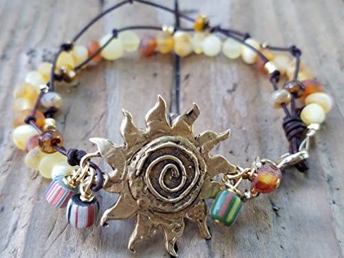 Raw Baltic Amber and Gold Bronze Bracelet