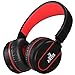 Artix Bluetooth Wireless Headphones, Lightweight and Foldable On Ear Earphones NRGSound RS7,for Work,Travel,Sport,Running, 3.5mm Cable Included for Wired Use Great for Kids/Teens/Adults (Black/Red)
