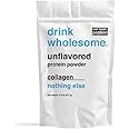 drink wholesome Unflavored Collagen Protein Powder | for Sensitive Stomachs | Gut Friendly | Dairy Free | No Artificial Sweeteners or Stevia | Carnivore, Keto, Low Carb & Paleo | for Kids & Seniors