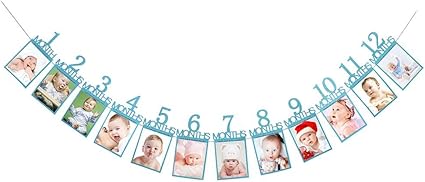 Set Banderole 1er Anniversaire Cadre Photo Banniere Bebe 1 12 Mois Avec Points De Colle Pour Photo Prop Baby Shower Decoration Zoomsky Guirlande Anniversaire 1 An Bleu Decoration De La Maison Cadres Photos