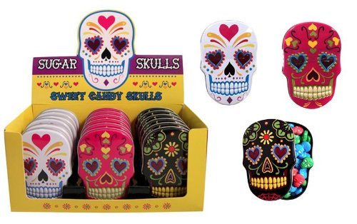 Sugar Skulls Candy Tin x 3 (1 black, 1 pink and 1 white)