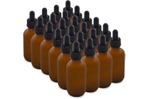 The Bottle Depot - 2 oz Glass Dropper Bottle - 24 Pack - Amber Frosted - Tincture Bottles With Dropper