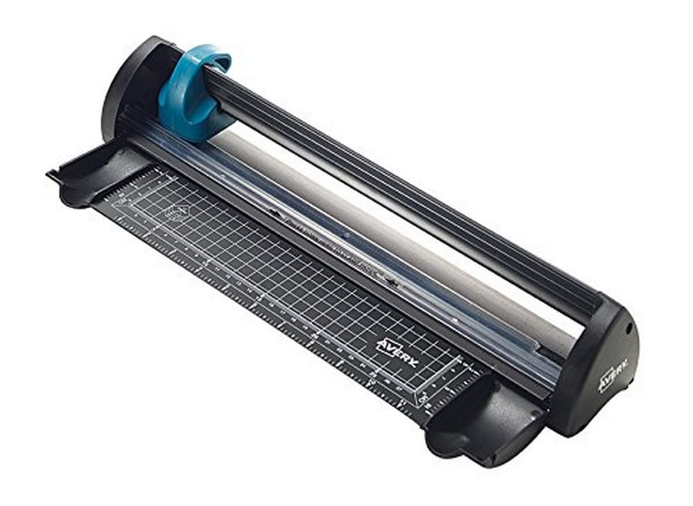 Avery A4 Compact Paper Cutter Trimmer, Black and Teal, 12 Sheet Capacity, A4CT
