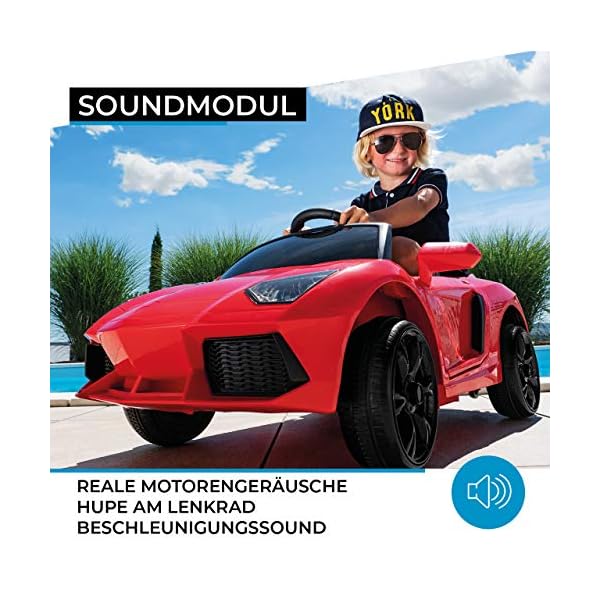 Actionbikes Motors Kinder Elektroauto Super Sport | 2,4 Ghz Fernbedienung - 1 Person Kunstledersitz - MP3 - USB - SD - 2 x 25 Watt Motor (Total 50 Watt) - Soft Start (Rot) – Bild 4